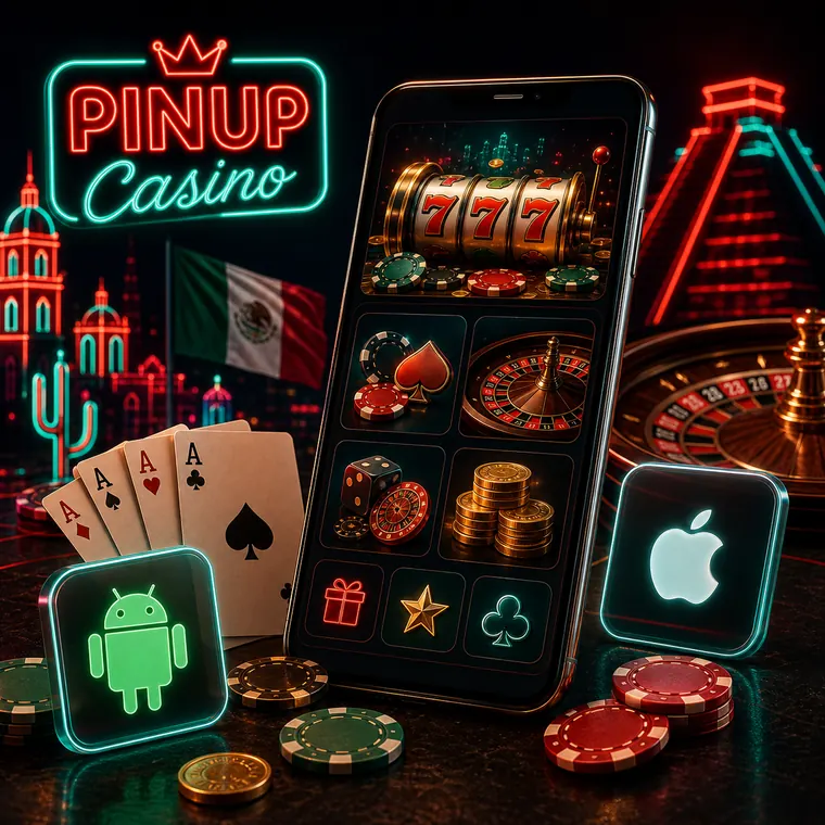 App móvil PINUP Casino México con lobby activo, Android e iOS